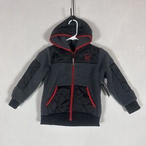 Kenneth Cole NEW Boys Small Sherpa Fleece Hoodie Jacket Pockets Black L/S NWT